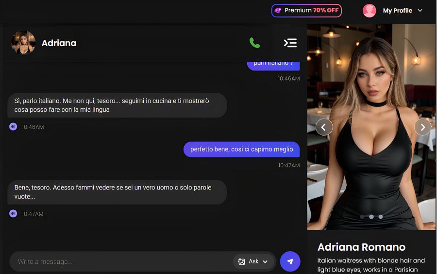 Candy.ai recensione : parla e scrive italiano