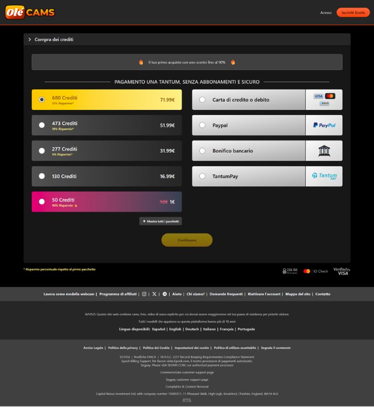 Prezzi token olécams 